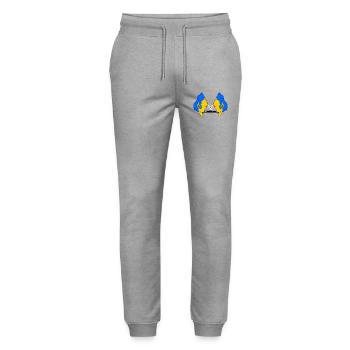 Lower Austria Flag with Text - Stanley/Stella Mover Unisex Organic Jogging Trousers - heather grey - Front - Marisol (170cm) & Nik (191cm)