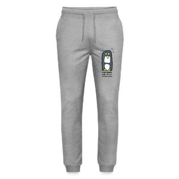 Penguin on a diet - Stanley/Stella Mover Unisex Organic Jogging Trousers - heather grey - Front - Marisol (170cm) & Nik (191cm)