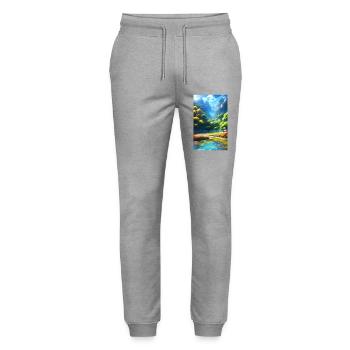 Serene Anime nature landscape - Stanley/Stella Mover Unisex Organic Jogging Trousers - heather grey - Front - Marisol (170cm) & Nik (191cm)
