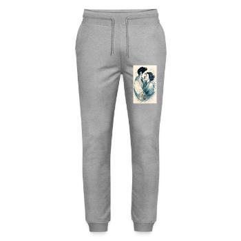 Sensual couple of lines - Stanley/Stella Mover Unisex Organic Jogging Trousers - heather grey - Front - Marisol (170cm) & Nik (191cm)