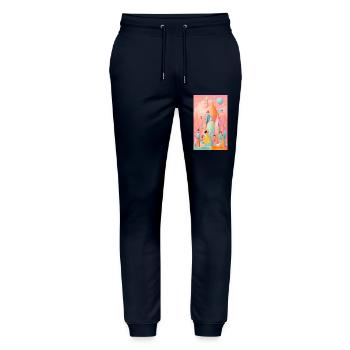 Bright & whimsical family landscape - Stanley/Stella Mover Unisex Organic Jogging Trousers - navy - Front - Marisol (170cm) & Nik (191cm)
