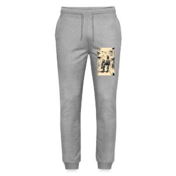 Father & daughter street ink sketch - Stanley/Stella Mover Unisex Organic Jogging Trousers - heather grey - Front - Marisol (170cm) & Nik (191cm)