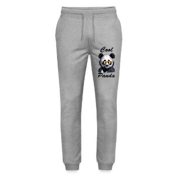 Panda / Animal / Zoo / Bamboo / Wild / Childlike - Stanley/Stella Mover Unisex Organic Jogging Trousers - heather grey - Front - Marisol (170cm) & Nik (191cm)