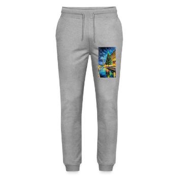 Pariser Weihnachtsbaum Paris Christmastree - Stanley/Stella Unisex Bio Jogginghose Mover  - Grau meliert - Vorne - Marisol (170cm) & Nik (191cm)