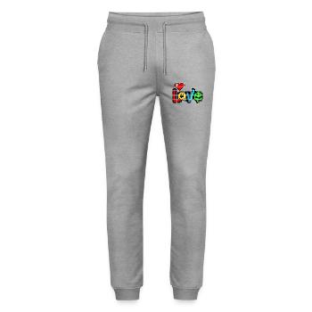 Pixel Art Heart - LIEBE in vier Farben - Stanley/Stella Unisex Bio Jogginghose Mover  - Grau meliert - Vorne - Marisol (170cm) & Nik (191cm)