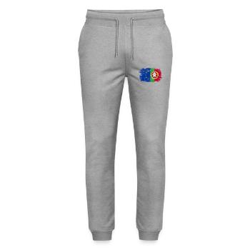 EU Portugal Unity Brush Flag - Stanley/Stella Mover Unisex Organic Jogging Trousers - heather grey - Front - Marisol (170cm) & Nik (191cm)