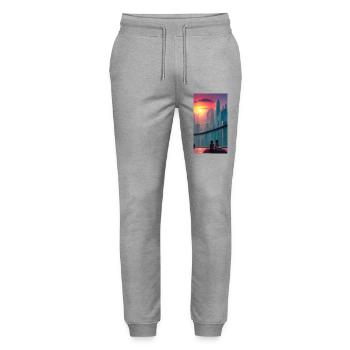 Kosmische Reflexion - Stanley/Stella Unisex Bio Jogginghose Mover  - Grau meliert - Vorne - Marisol (170cm) & Nik (191cm)