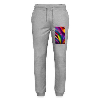 Farbexplosion der Abstraktion - Stanley/Stella Unisex Bio Jogginghose Mover  - Grau meliert - Vorne - Marisol (170cm) & Nik (191cm)