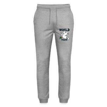 420 Colombe mondiale de la paix 1 - Pantalon de jogging bio MOVER Stanley/Stella unisexe - gris chiné - Devant - Marisol (170cm) & Nik (191cm)