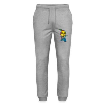 Fröhliche Zitrone - Stanley/Stella Unisex Bio Jogginghose Mover  - Grau meliert - Vorne - Marisol (170cm) & Nik (191cm)