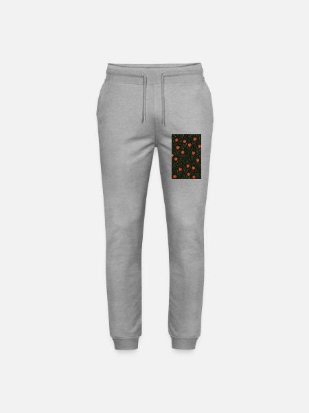 Tulip Pattern - Stanley/Stella Mover Unisex Organic Jogging Trousers - heather grey