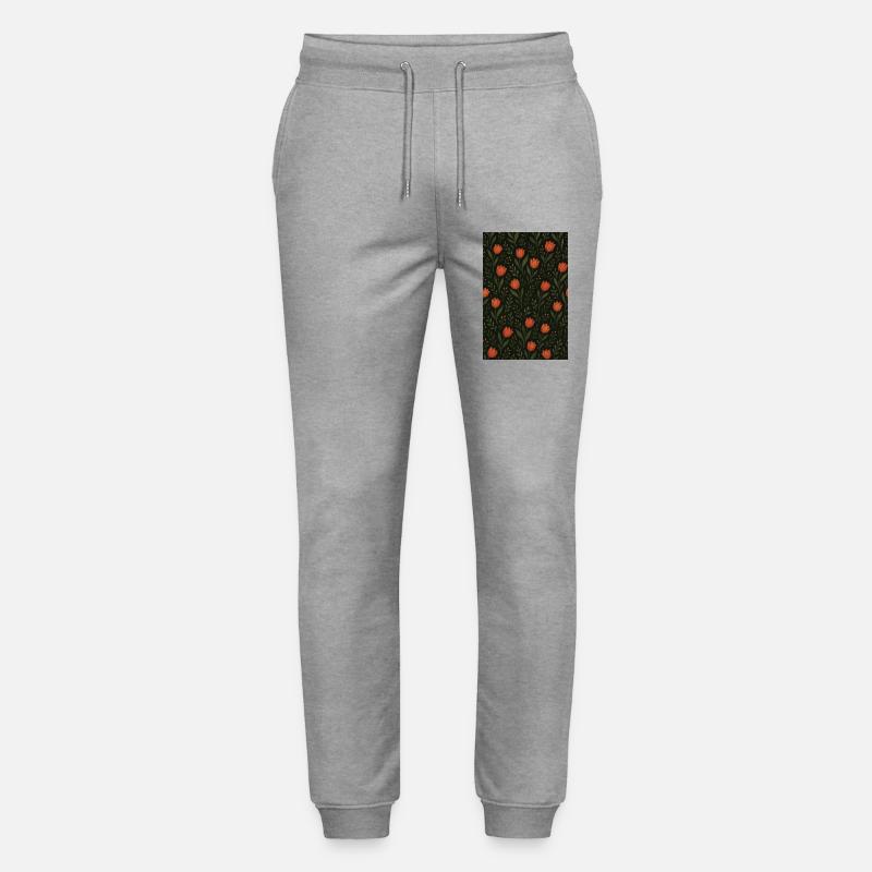 Tulip Pattern - Stanley/Stella Mover Unisex Organic Jogging Trousers - heather grey