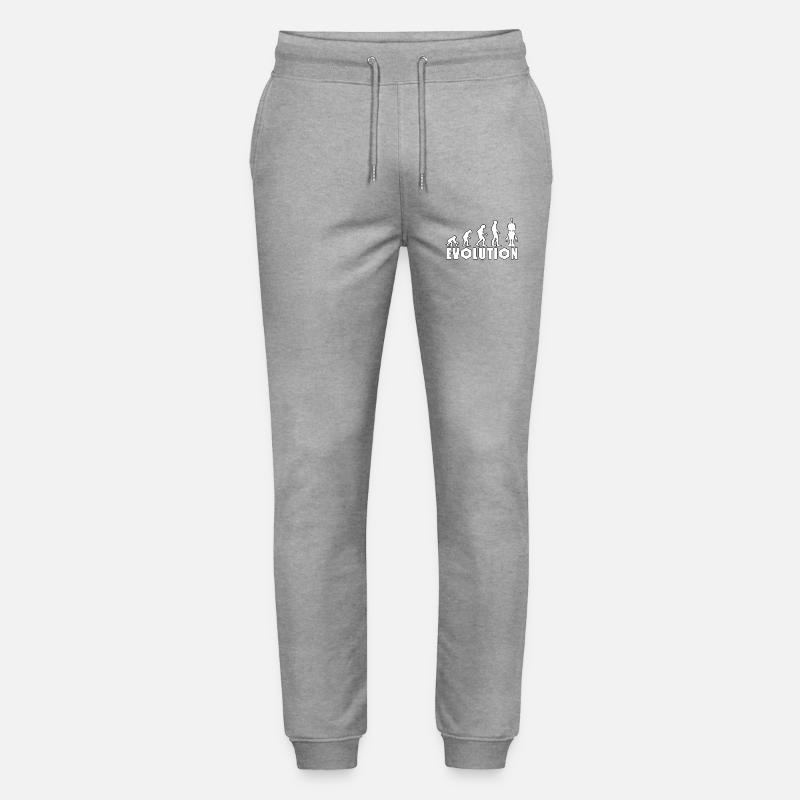 Evolution with robot figure design - Stanley/Stella Mover Unisex Organic Jogging Trousers - heather grey