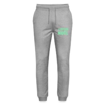 WEIHNACHTEN. FROHE WEIHNACHTEN. FROHE WEIHNACHTEN. WEIHNACHTSMANN - Stanley/Stella Unisex Bio Jogginghose Mover  - Grau meliert - Vorne - Marisol (170cm) & Nik (191cm)