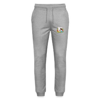 Pitbull American Staffordshire Terrier with Flowers - Stanley/Stella Mover Unisex Organic Jogging Trousers - heather grey - Front - Marisol (170cm) & Nik (191cm)