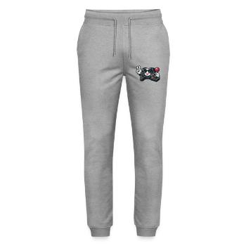 Kawaii-Spielcontroller-Friedenszeichen - Stanley/Stella Unisex Bio Jogginghose Mover  - Grau meliert - Vorne - Marisol (170cm) & Nik (191cm)