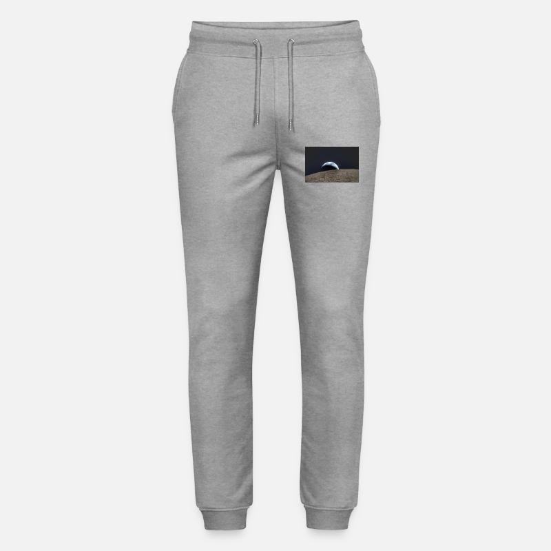 Earth over lunar surface - Stanley/Stella Mover Unisex Organic Jogging Trousers - heather grey