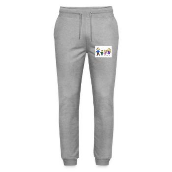 mom and kids - Stanley/Stella Mover Unisex Organic Jogging Trousers - heather grey - Front - Marisol (170cm) & Nik (191cm)