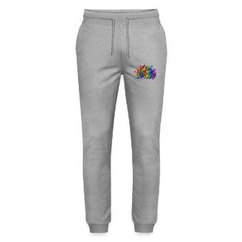 Gegen Nazis Regenbogen  Briefklammer Büroklammer - Stanley/Stella Unisex Bio Jogginghose Mover  - Grau meliert - Vorne - Marisol (170cm) & Nik (191cm)