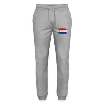 NETHERLAND Logo dirty - Stanley/Stella Unisex Bio Jogginghose Mover  - Grau meliert - Vorne - Marisol (170cm) & Nik (191cm)