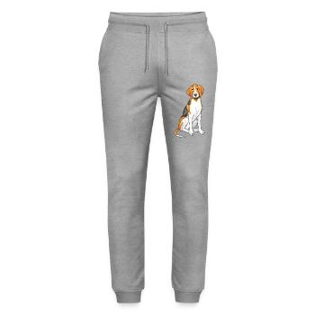 Sitzender Foxhound - Stanley/Stella Unisex Bio Jogginghose Mover  - Grau meliert - Vorne - Marisol (170cm) & Nik (191cm)