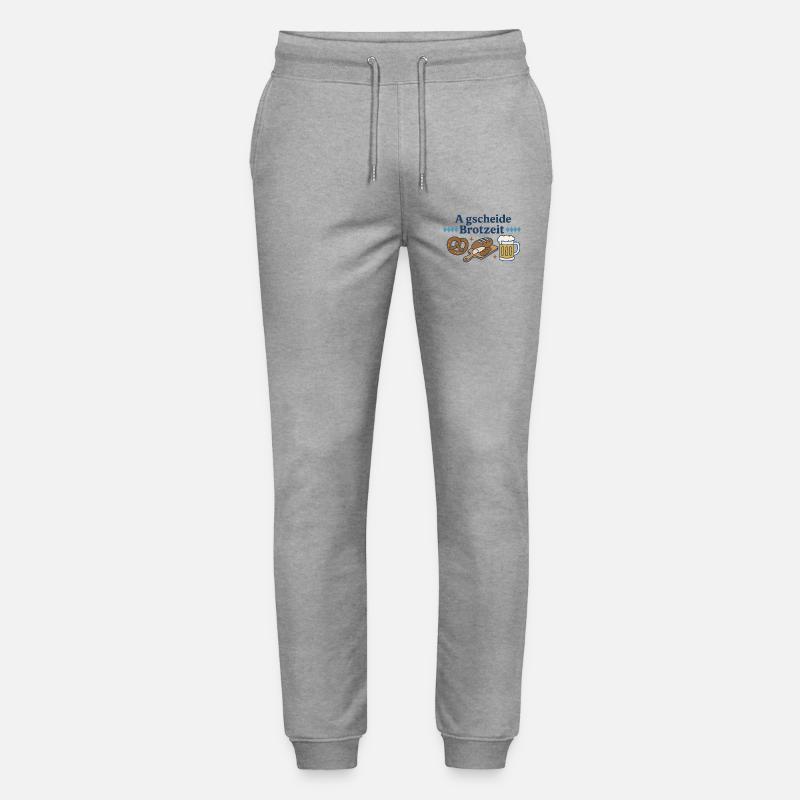 a gscheide brotzeit / Bayern Spruch - Stanley/Stella Unisex Bio Jogginghose Mover  - Grau meliert