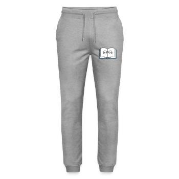 Open Book Glasses School - Stanley/Stella Mover Unisex Organic Jogging Trousers - heather grey - Front - Marisol (170cm) & Nik (191cm)