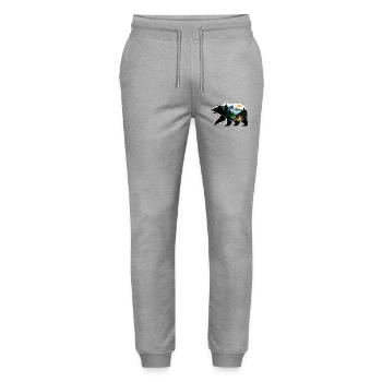 Ursine Adventure: Mountain Camping - Stanley/Stella Mover Unisex Organic Jogging Trousers - heather grey - Front - Marisol (170cm) & Nik (191cm)