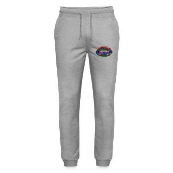 Dotted neon lips - Stanley/Stella Mover Unisex Organic Jogging Trousers - heather grey - Front - Marisol (170cm) & Nik (191cm)