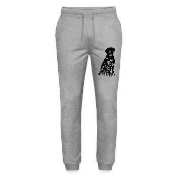 Labrador Flower Pattern Silhouette Dog Lover Gift - Pantalon de jogging bio MOVER Stanley/Stella unisexe - gris chiné - Devant - Marisol (170cm) & Nik (191cm)