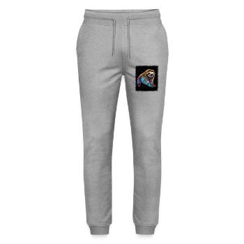 present birthday present idea sayings 1960s hippie - Stanley/Stella Mover Unisex Organic Jogging Trousers - heather grey - Front - Marisol (170cm) & Nik (191cm)