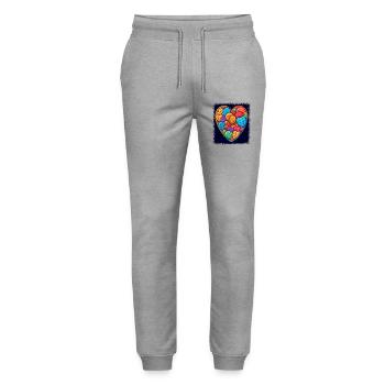 Statement Quote Cool Hippie Gift Idea - Stanley/Stella Mover Unisex Organic Jogging Trousers - heather grey - Front - Marisol (170cm) & Nik (191cm)