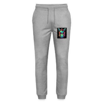Horned Dabbing Unicorn Gift Idea Geek B Day Gift - Pantalon de jogging bio MOVER Stanley/Stella unisexe - gris chiné - Devant - Marisol (170cm) & Nik (191cm)