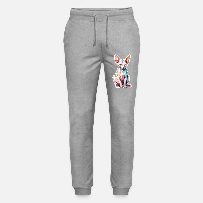 Sphynx Katze Wasserfarben - Stanley/Stella Unisex Bio Jogginghose Mover  - Grau meliert
