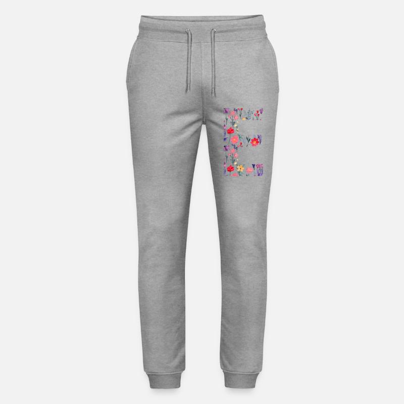 Personalisierter Blumenbuchstabe E - Geschenkidee - Stanley/Stella Unisex Bio Jogginghose Mover  - Grau meliert