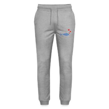 EASTER. FISH. APRIL FOOL. HOLIDAY. SUMMER - Stanley/Stella Mover Unisex Organic Jogging Trousers - heather grey - Front - Marisol (170cm) & Nik (191cm)