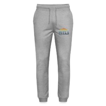 Die Evolution des Silhouettendesigns der Menschheit - Stanley/Stella Unisex Bio Jogginghose Mover  - Grau meliert - Vorne - Marisol (170cm) & Nik (191cm)