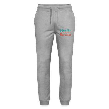Strebe nach Glück, nicht nach Burnout. - Stanley/Stella Unisex Bio Jogginghose Mover  - Grau meliert - Vorne - Marisol (170cm) & Nik (191cm)