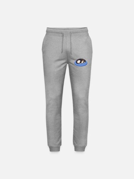 Cute Cartoon Penguin Sleeping Cuddling - Stanley/Stella Mover Unisex Organic Jogging Trousers - heather grey