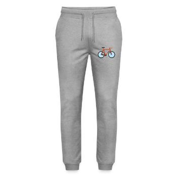 Silhouette orange de vélo dans le style pop - Pantalon de jogging bio MOVER Stanley/Stella unisexe - gris chiné - Devant - Marisol (170cm) & Nik (191cm)