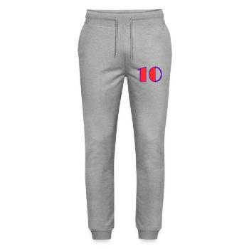 10. 10 YEARS. 10th ANNIVERSARY. 10 YEAR ANNIVERSARY. - Stanley/Stella Mover Unisex Organic Jogging Trousers - heather grey - Front - Marisol (170cm) & Nik (191cm)