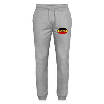 Belgien Vintage Schrift Flagge - Stanley/Stella Unisex Bio Jogginghose Mover  - Grau meliert - Vorne - Marisol (170cm) & Nik (191cm)