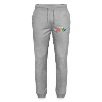 Live With Pride - Stanley/Stella Mover Unisex Organic Jogging Trousers - heather grey - Front - Marisol (170cm) & Nik (191cm)