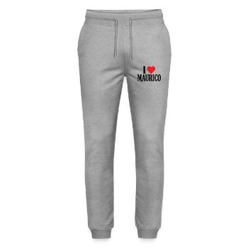 I love Maurico T-Shirt T-Shirt Geschenkidee - Stanley/Stella Unisex Bio Jogginghose Mover  - Grau meliert - Vorne - Marisol (170cm) & Nik (191cm)