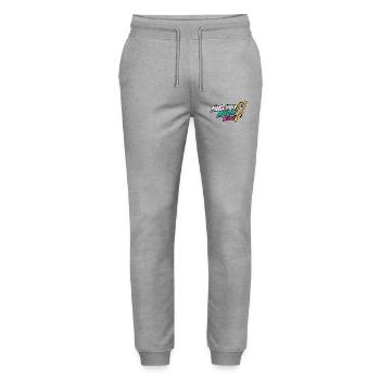 Retro-Blitz-Design Lustige Sprüche - Männergefühle - Stanley/Stella Unisex Bio Jogginghose Mover  - Grau meliert - Vorne - Marisol (170cm) & Nik (191cm)