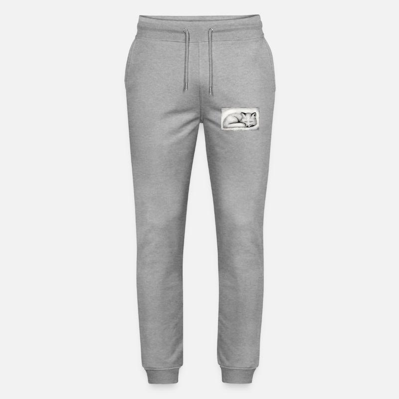 Sleeping Fox - Hand Carved Printable - Stanley/Stella Mover Unisex Organic Jogging Trousers - heather grey