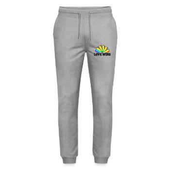 Love Wins - Regenbogen Statement Design - Stanley/Stella Unisex Bio Jogginghose Mover  - Grau meliert - Vorne - Marisol (170cm) & Nik (191cm)