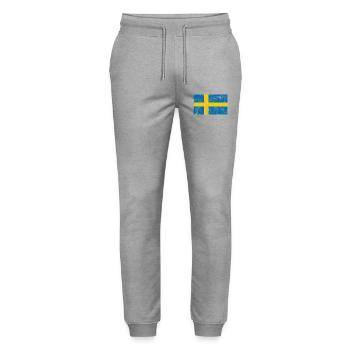 Sweden Flag Flag Grunge Retro Vintage - Stanley/Stella Mover Unisex Organic Jogging Trousers - heather grey - Front - Marisol (170cm) & Nik (191cm)