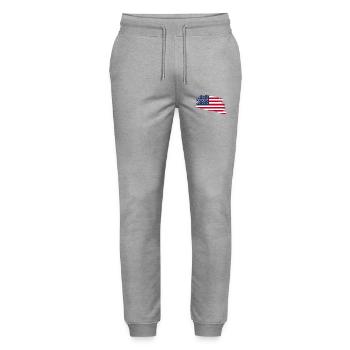 The United States of America - Stanley/Stella Mover Unisex Organic Jogging Trousers - heather grey - Front - Marisol (170cm) & Nik (191cm)