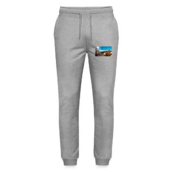 Sunny Tuscan Village with Rooftops - Stanley/Stella Mover Unisex Organic Jogging Trousers - heather grey - Front - Marisol (170cm) & Nik (191cm)
